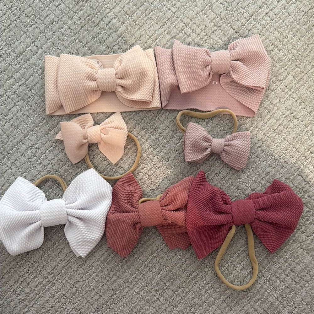 Designer baby Bow Hair Accessories Set - Pink, Cream, Red bundle